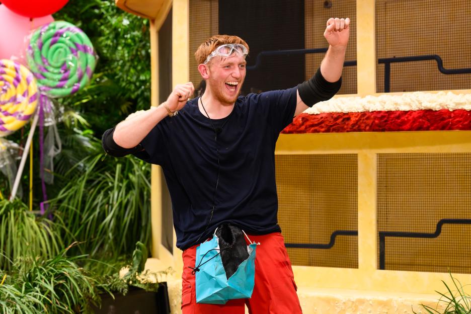 Angry Ginge celebrating after a Bushtucker Trial on "I'm a Celebrity... Get Me Out of Here!"