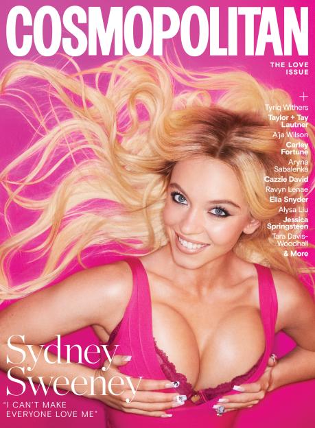 Cosmo's 2026 Love Issue cover, featuring Sydney Sweeney.