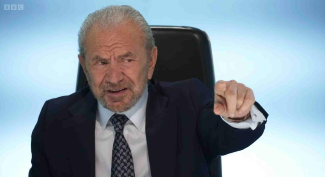 Alan Sugar from The Apprentice, pointing directly forward.