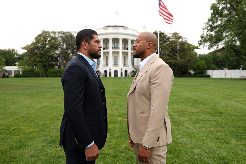 Alex Pereira and Ciryl Gane face off in front of the White House.