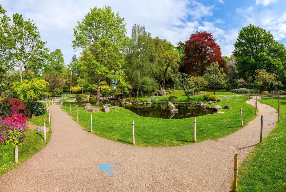 Landscape with kyoto garden in Holland Park, one of public London parks, Great Britain.