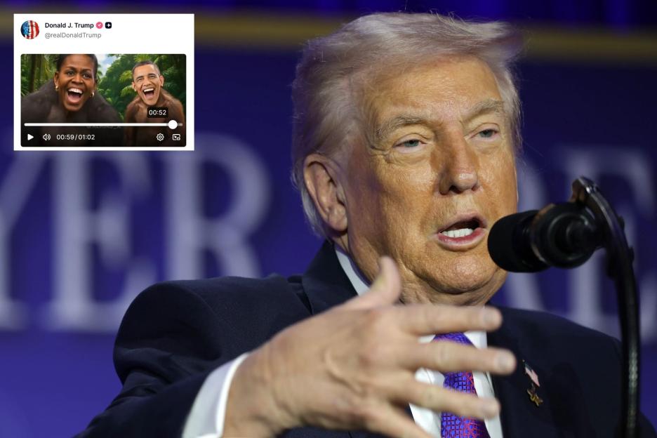 White House Hits Back at ‘Fake Outrage’ Over Trump’s Controversial Truth Social Post Featuring Obamas as Gorillas