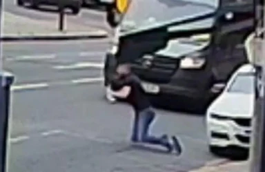 Shocking moment thug kicks man, 41, in front of van in random broad daylight attack – as he’s set to be FREED from jail