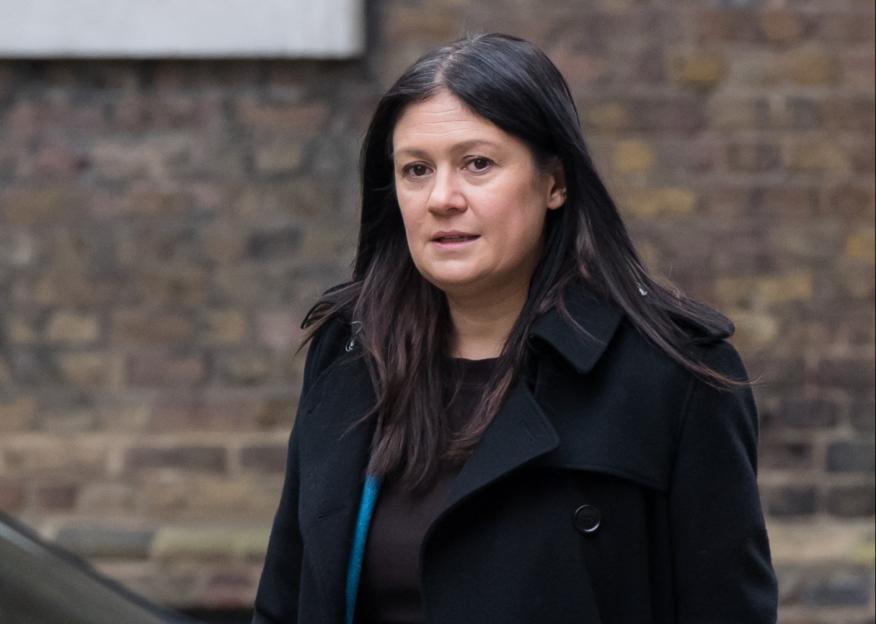 Lisa Nandy, Secretary of State for Culture, Media and Sport, in a black coat and plaid skirt.