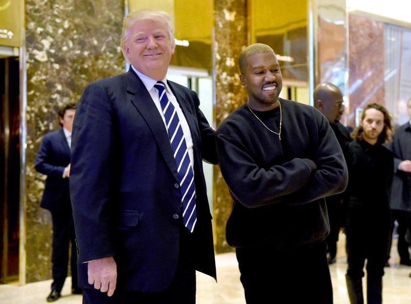 President-elect Donald Trump and singer Kanye West speak with the press.