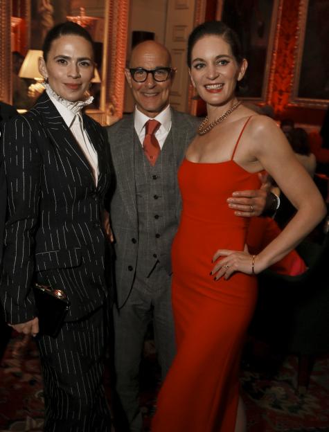 Hayley Atwell, Stanley Tucci, and Felicity Blunt posing for a photo.