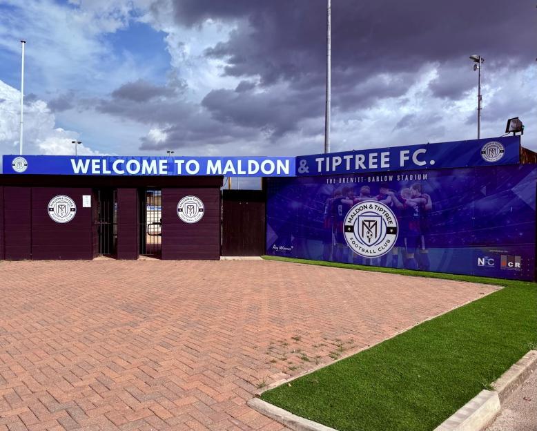 Entrance to Maldon & Tiptree Football Club's stadium, The Drewitt-Barlow Stadium.