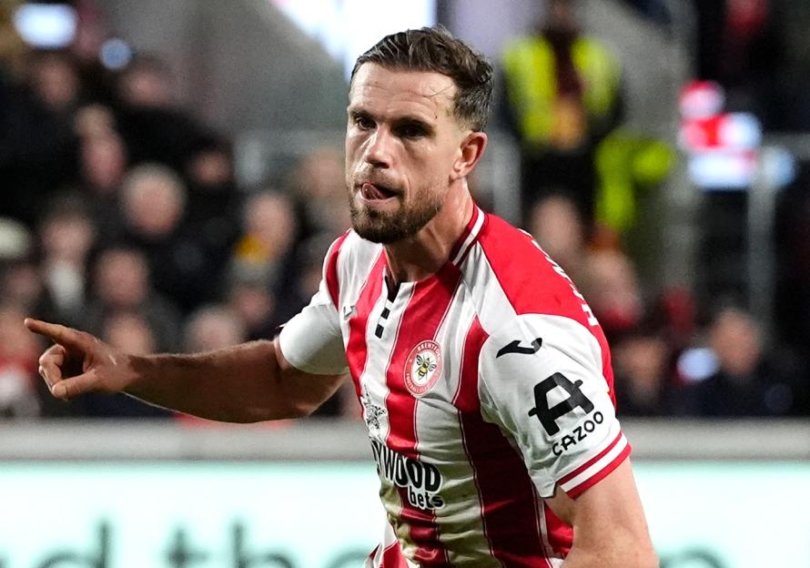 Brentford's Jordan Henderson celebrating his side's first goal.