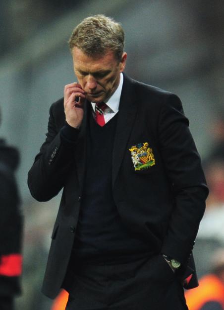 David Moyes, manager of Manchester United, looking dejected.