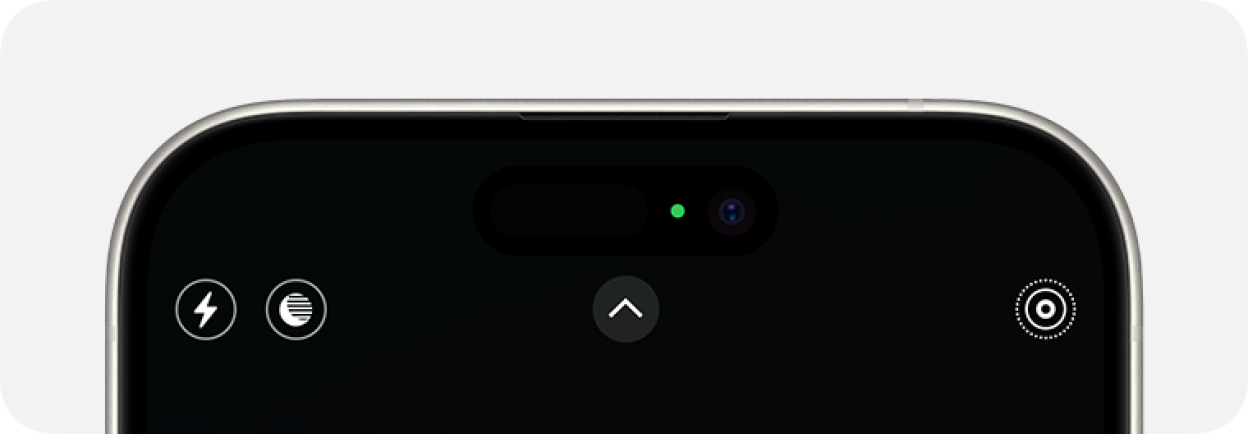 Illustration of a smartphone screen showing a green indicator light next to the camera, signifying active camera use.