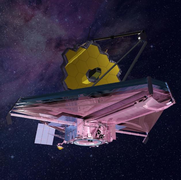 Illustration of the James Webb Space Telescope in space.