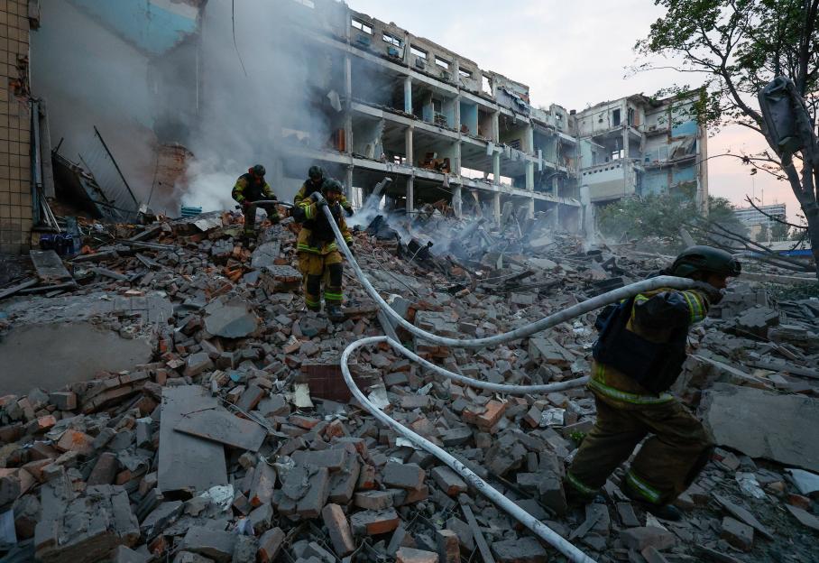 Aftermath of a Ukrainian strike in Donetsk