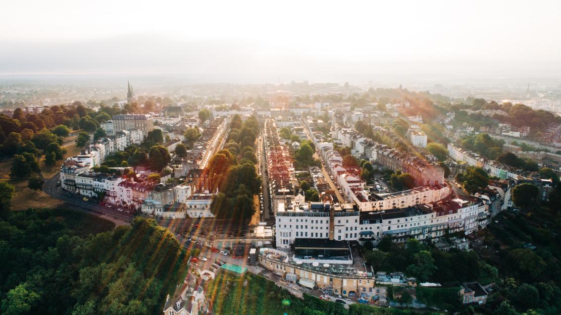 An aerial view of Bristol, UK - stock photo